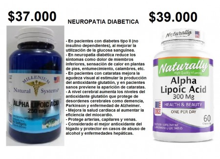 ACIDO ALPHA LIPOICO 60 CAPS,  NEUROPATICA DIABETICA